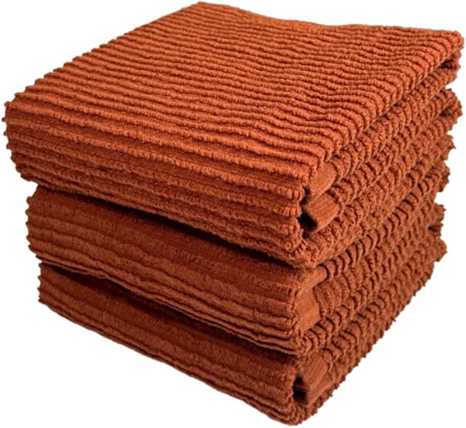 Cinnamon Maroon Rust Kitchen Dish Towels, 100% Cotton by SerafinaHome