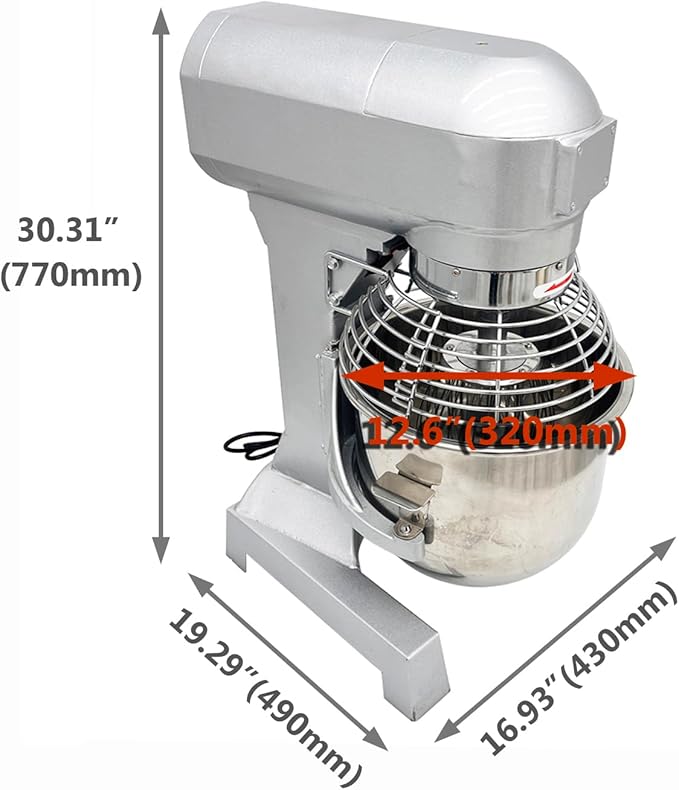 INTSUPERMAI Stand Mixer Commercial Dough Mixer Dough Kneading Machine 20L 20QT Electric Food Dough Mixer Machine with Automatic Stop Function 3 Types Hooks Whisk Beater 3 Speeds Adjustable 110V 1100W