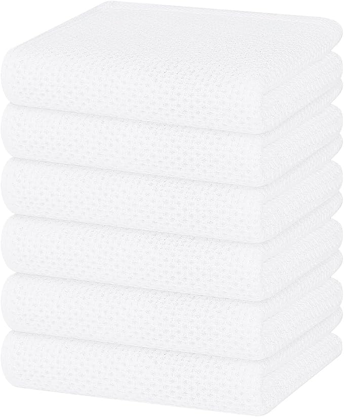 Homaxy 100% Cotton Waffle Weave Kitchen Dish Towels 6-Pack, Ultra Soft by Homaxy
