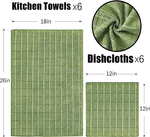 Puomue Microfiber Kitchen Towels and Dishcloths Set, 26 x 18 Inch and 12 x 12 - Image 2
