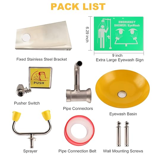 Eye Wash Station Emergency Wall-Mounted -2Pcs Yeipower Portable First Aid Eyewash Station Eye Irrigation Sign