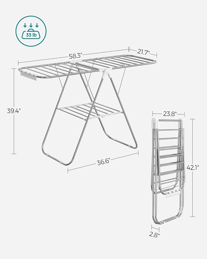 SONGMICS Clothes Drying Rack, - Image 6