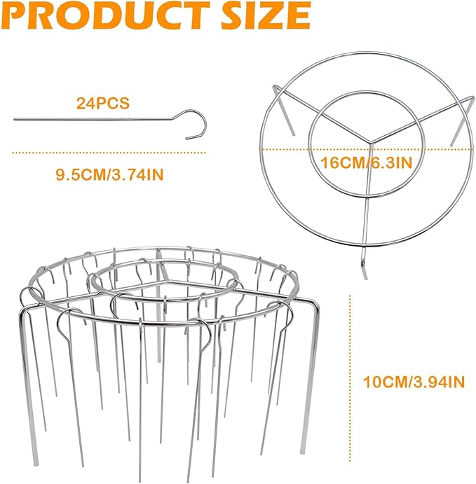 BBQ Kebab Skewers Stainless Steel, Airfryer Accessories, Barbecue Skewer Set, 24 x Barbecue Skewers + Round Grill Rack, Compatible with Airfryer, Hot Air Fryer, Oven and Rice Cooker