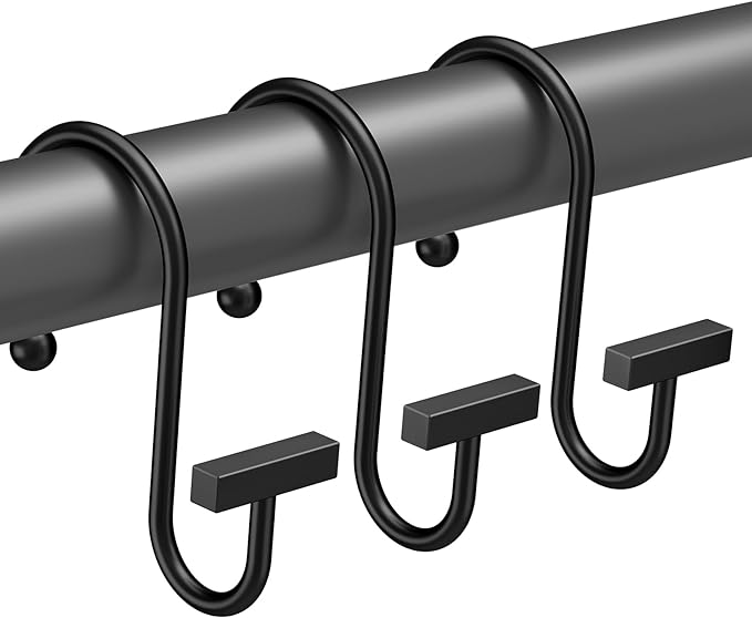 Bathway Shower Curtain Hooks, T-Bar Design Convenient Elegant Shower Curtain by Bathway