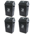4-Pack 13 Gallon Kitchen Trash Can with Lid, Plastic Garbage Bin for Kitchen, Gray