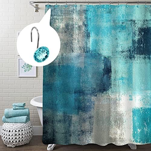 Aqua Diamond Crystal Bling Shower Curtain Hooks Rings - Image 2