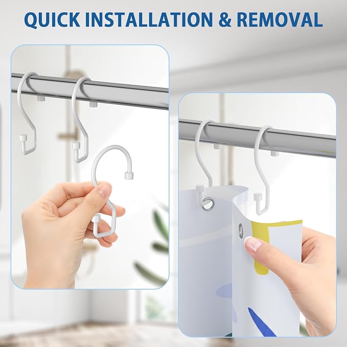 Goowin Shower Curtain Hooks, Rustproof Shower Curtain Hangers, Kitchen Utensils - Image 4