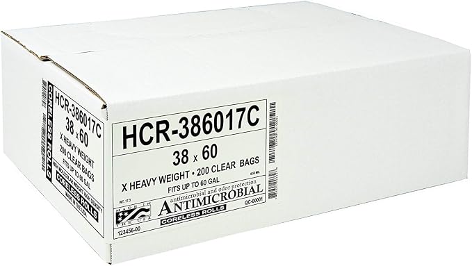 Aluf Plastics 60 Gal Clear Trash Bags, 14 Micron, Industrial, Commercial - Image 2