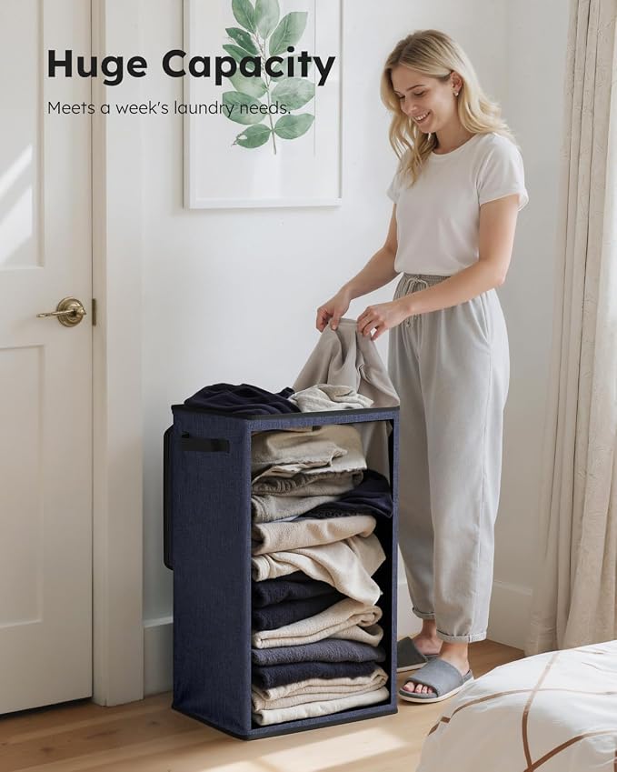 SOLEDI 90L Laundry Hamper with Lid, Large Collapsible Laundry Basket | Sturdy - Image 3