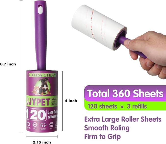 Lint Rollers for Pet Hair Extra Sticky 360 Sheets Dog and Cat Lint Remover - Image 3