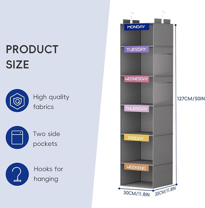 Weekly Hanging Closet Organizer - Image 2