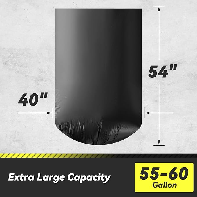 Wowflash 100 Count 55-60 Gallon Trash Bags | Sturdy & Tear-Resistant Commercial - Image 4