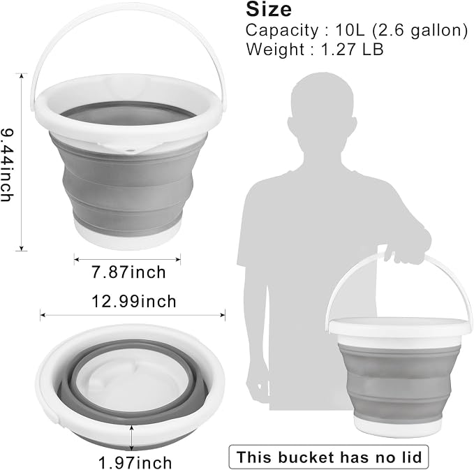 Collapsible Bucket with Handle 10L, Portable Mop Bucket - Image 2