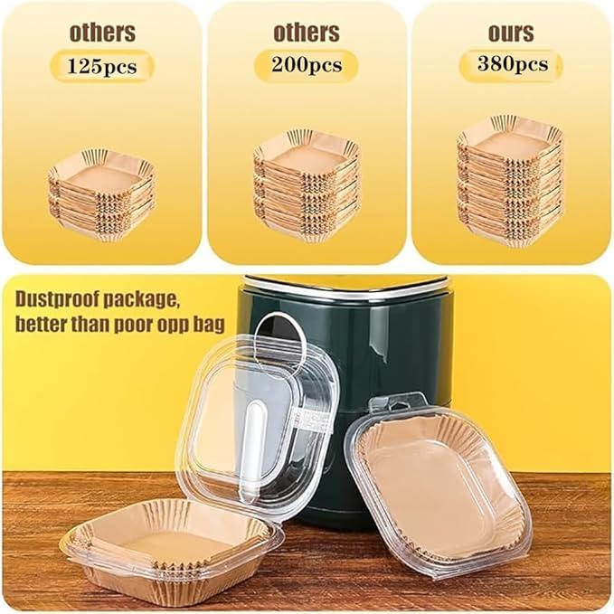 380 Pcs Air Fryer Liners Disposable, Food Grade Parchment Paper Liners,Oil-Proof& Non-Stick, Suitable for Air Fryers, Microwaves, Ovens(8 Inch,380Pcs)