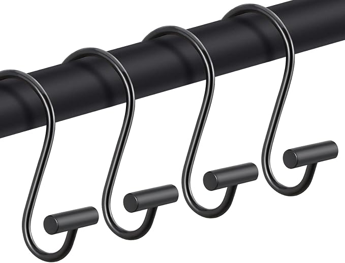 CHICTIE Black Shower Curtain Hooks Rings, Decorative by CHICTIE