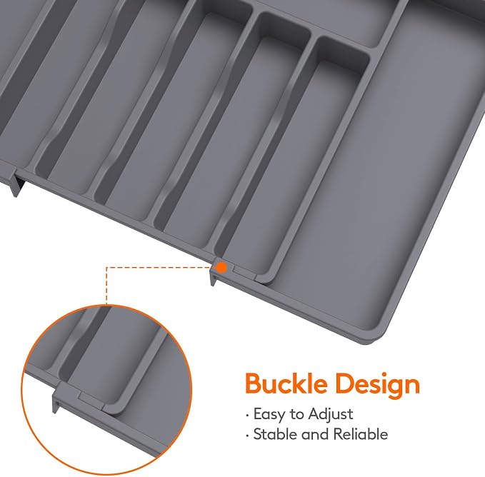 Lifewit Extra Large Silverware Drawer Organizer, Expandable Utensil Tray | BPA - Image 6