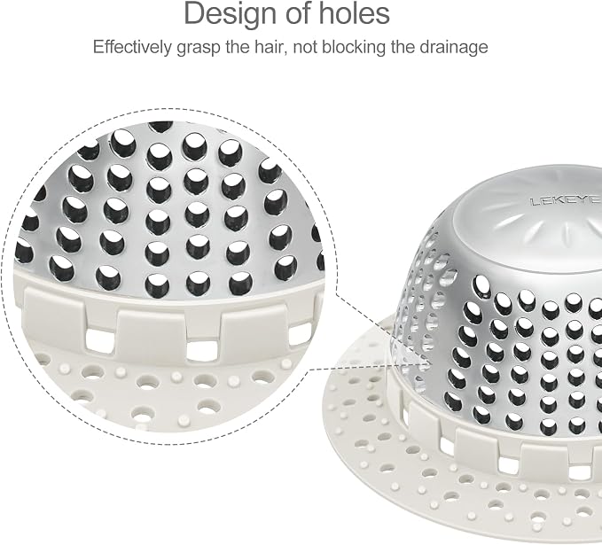 LEKEYE Shower Drain Hair Catcher/Shower Drain Cover/Drain Protector - Image 4