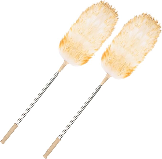Lambswool Extendable Duster 32-98 Inch, Anti-Static Flexible Head, Stainless by Greenfeather