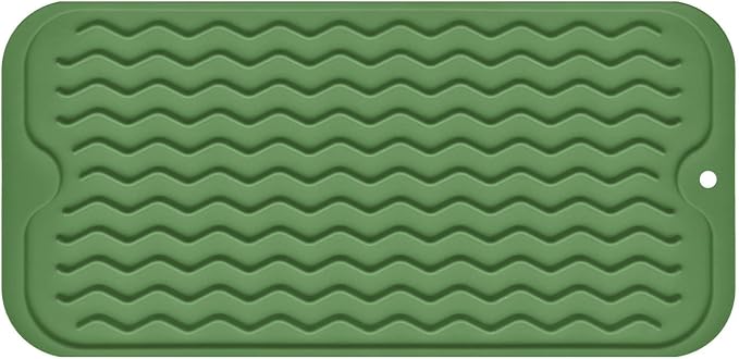 Silicone Dish Drying Mat, Non-Slip Easy Clean Sink Mat, Dark Green, Large by MODENGKONGJIAN