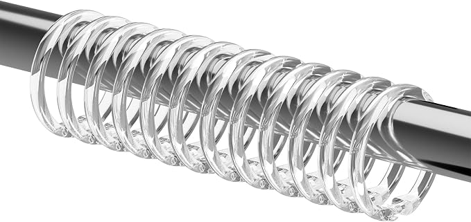 Kutesna 24 PCS Clear Plastic Shower Curtain Rings, Easy Snap Closure Shower by Kutesna