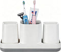 Toothbrush Holder with Cups and Toothpaste Organizer, Bathroom Storage by BOERSHUN