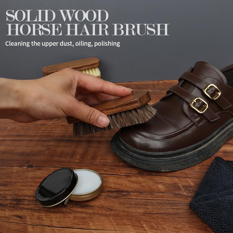 MAXIMILIAN Shoe Shine Brush Kit 3Pcs Suede Brush Solid Wood Shoe Brushes - Image 4