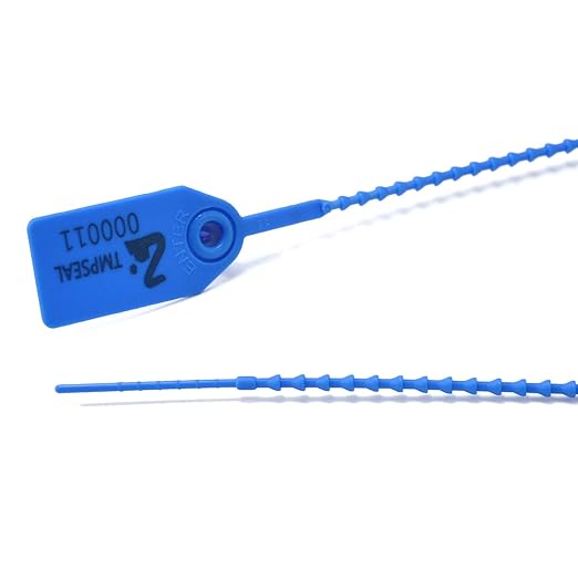 100 Blue Plastic Tamper Seals, Zip Ties Numbered for Fire Extinguishers Pull Tite Security Tags Disposable Self-Locking Safety Ties 250mm Length