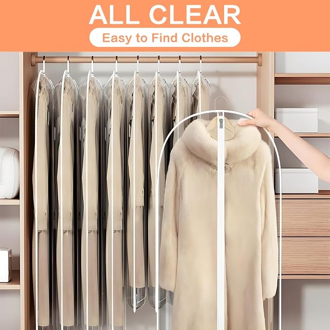 Garment Bag Clear for Long Dress Clothing Suit Bags for Closet Storage Wedding - Image 5