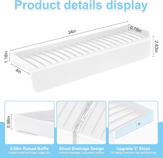 Silicone Sink Edge Protectors 4" x 24", Upgrade Kitchen Sink Splash Guards - Image 2