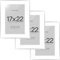 Homeforia 17x22 Picture Frame Silver, High End Metal 17x22 Frames with Mat 12x18 for Photo, 17 x 22 Silver Poster Frame Matted to 12 x 18 Print, 22x17 Hanging Frame, Tempered Glass, Wall Kit, Set of 3