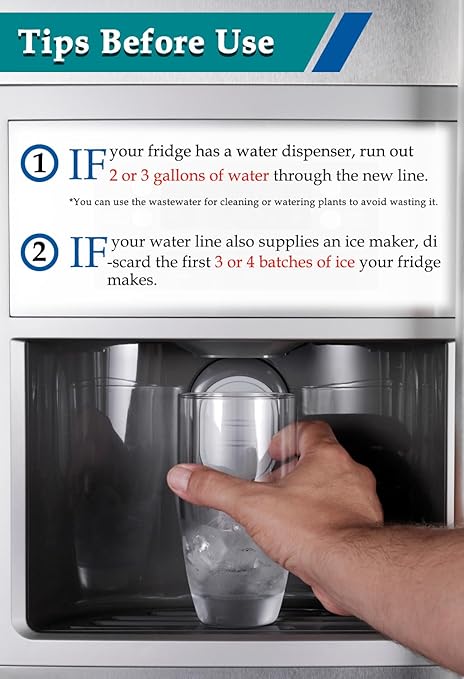 Refrigerator Ice Maker Water Line Kit - 20' Braided Stainless Steel Fridge Water Line with 1/4" Compression Fittings Pex Tubing Core and Water Splitter