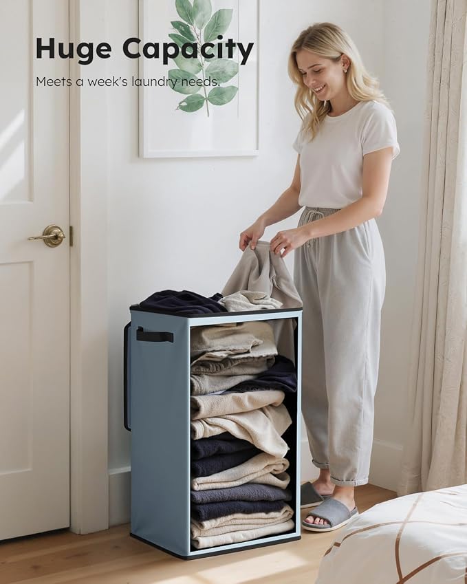 SOLEDI 90L Laundry Hamper with Lid, Large Collapsible Laundry Basket | Sturdy - Image 3