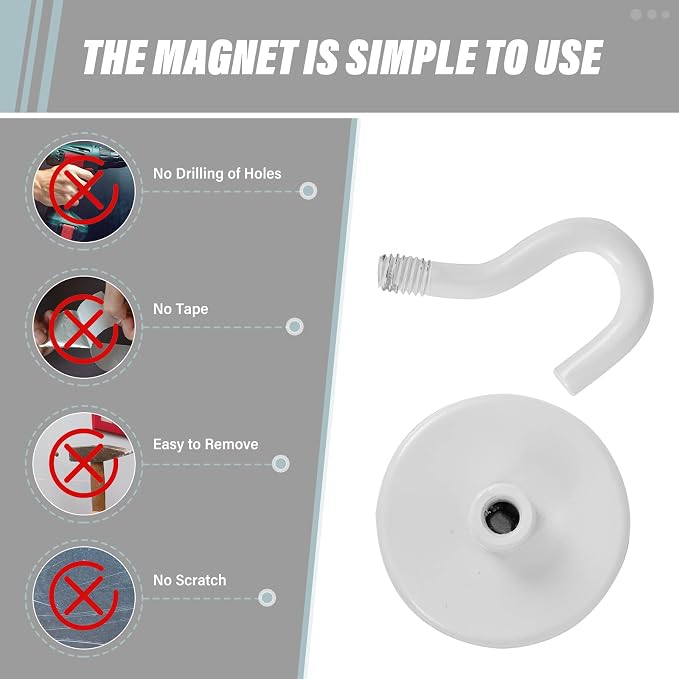 Neosmuk Magnetic Hooks, 130lb Heavy Duty, 10 Pack - Image 5