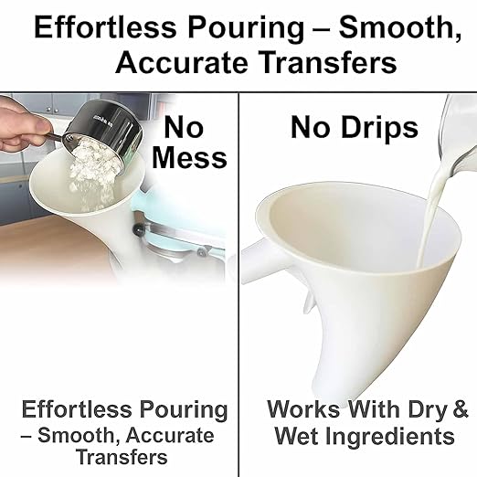 Flour Funnel for Kitchen Aid Mixer, Easy Pour No-Mess Attachment, Anti-Splash Accessory, Fits Tilt-Head 4.5–5 Qt (KSM150), Durable Dishwasher-Safe Baking Tool (Red)