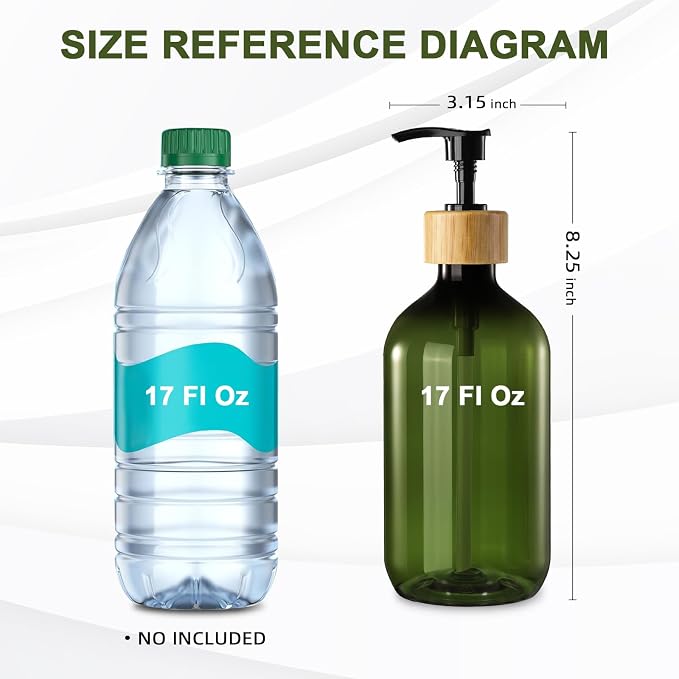 KASUNTING Green Soap Dispenser, Plastic Bathroom Soap and Lotion Dispenser Set - Image 2