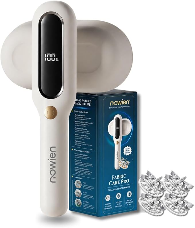 Fabric Shaver, Rechargeable Lint Remover, Pearl White | 2600mAh Powerful Battery by NOWIEN-NOWInfiniteEverydayNecessities