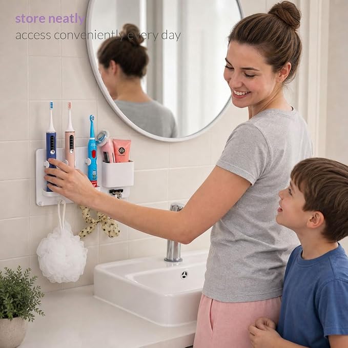 simpletome Adhesive Electric Toothbrush Holder Wall Mounted | no drilling - Image 2