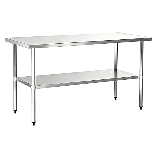 COOLCHEF Stainless Steel Work Table 30 x 72 Inch, NSF Commercial Prep Table with Undershelf, Heavy Duty Food Prep Workstation