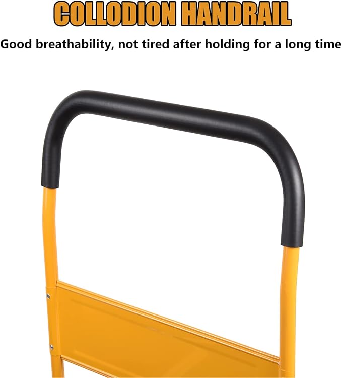 LEADALLWAY Platform Truck Large Size 880lbs Foldable Push Cart 35.8x24x34.3inches Yellow with 2 Ropes