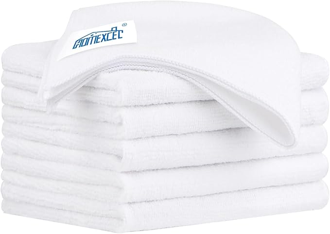 HOMEXCEL White Microfiber Cleaning Cloth 6 Pack 12.5 x 12.5 inch Microfiber by HOMEXCEL