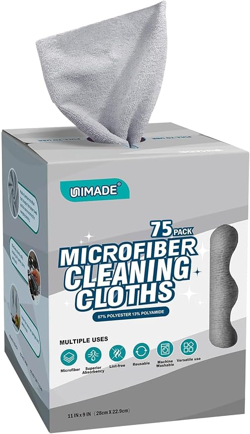 UNIMADE Microfiber Cleaning Cloth, 75 Sheets Microfiber Towels by Unimade