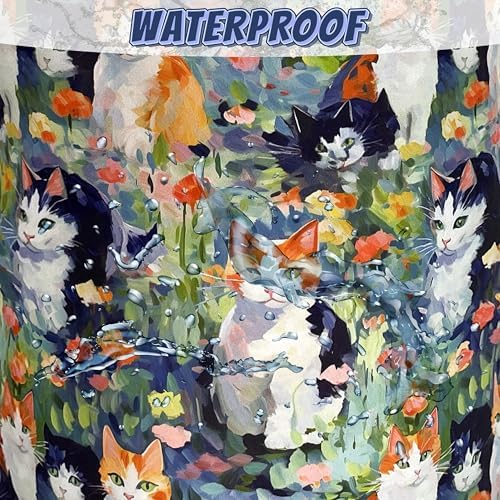 Watercolor Cats Laundry Hamper Oxford Cloth Basket 18.9"x16.5" - Image 4