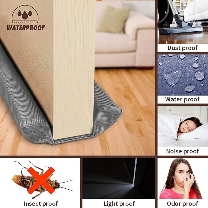 Waterproof Twin Door Draft Stopper Adjustable Size 30" to 36" Weather Stripping - Image 6
