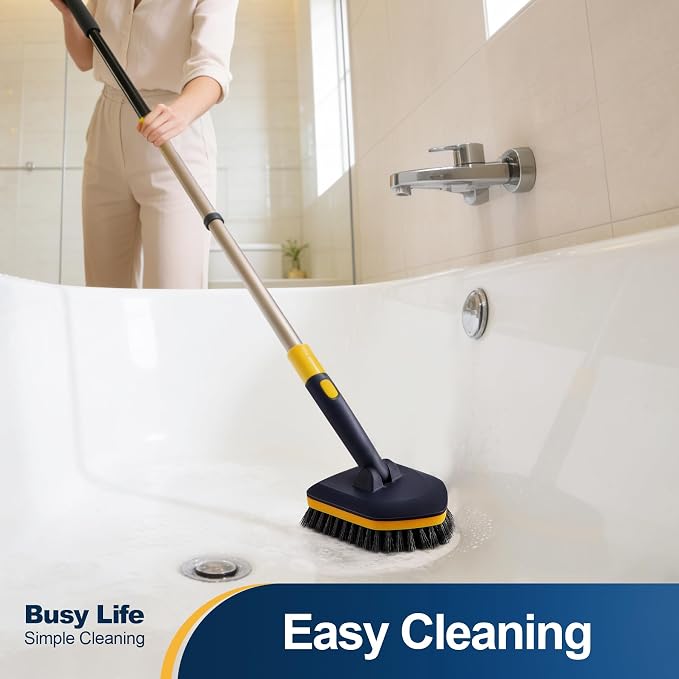 Yocada Tub Tile Scrubber Brush 2 in 1 Cleaning Brush 4*Scouring Pads 58.2" - Image 2