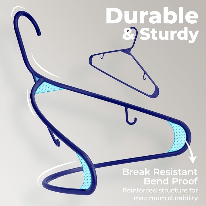HOUSE DAY Blue Plastic Hangers 60 Pack, Slim Space-Saving Clothes Hangers | - Image 6