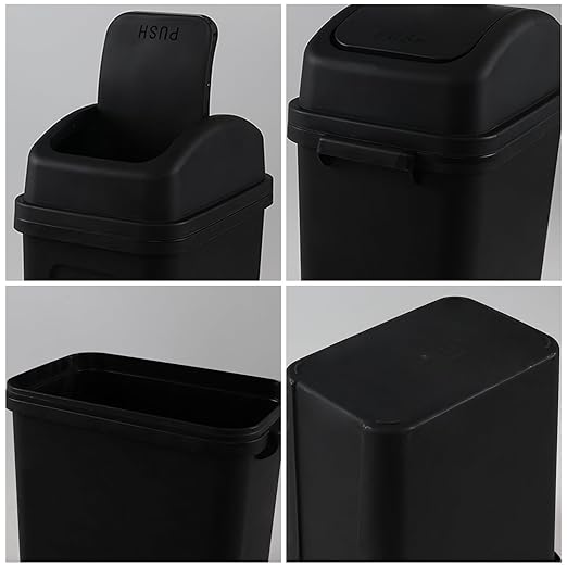1.8 Gallon Swing Top Trash Can, Small Swing Garbage Can, Black