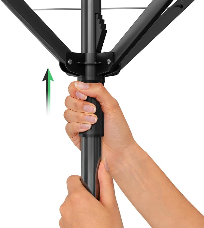 Heavy Duty Outdoor Umbrella Drying Rack, Rotating Height Adjustable Clothesline - Image 4
