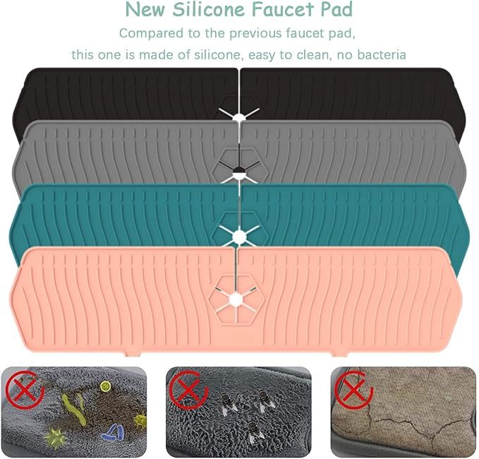 2 Pack Kitchen Faucet Sink Splash Guard, Sink Draining Pad Behind Faucet - Image 2