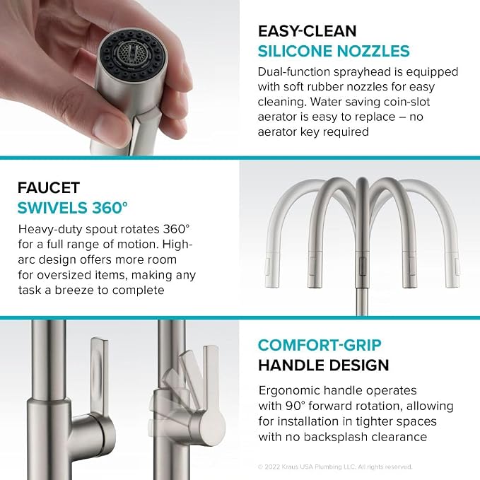 KRAUS Oletto High-Arc Single Handle Pull-Down Kitchen Faucet in Matte - Image 10