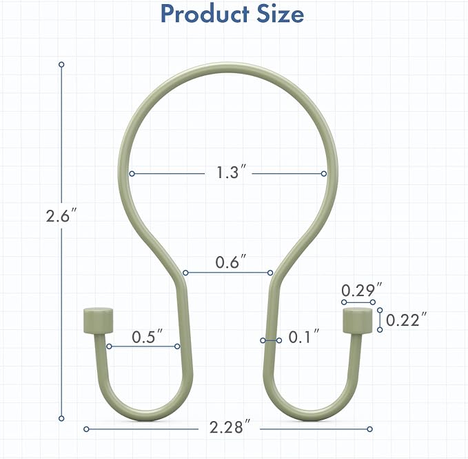 Bathway Sage Green Shower Curtain Hooks Shower Curtain Rings - Image 5
